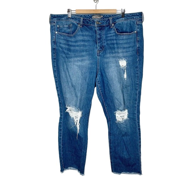 torrid Denim - Torrid High Rise Straight Jeans Women’s Size 20 Distressed Medium Wash